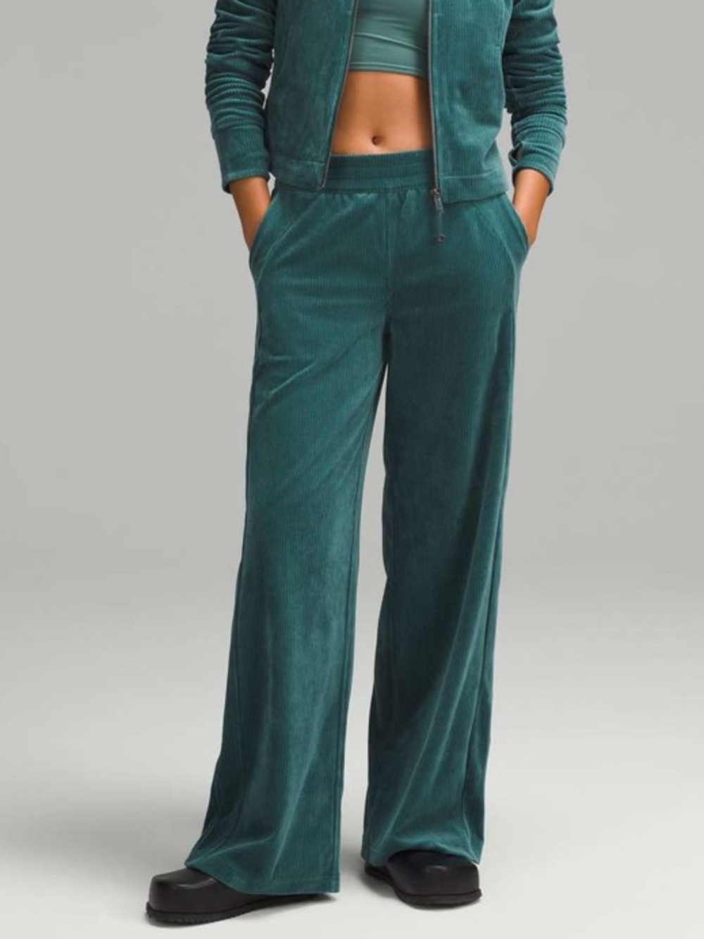 Lululemon Scuba Mid-Rise Wide-Leg Pant *Velvet Cord Storm Teal Size 4